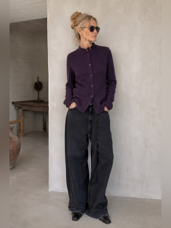 Eileen Fisher Sweaters - Eileen Fisher merino wool purple  Knit cardigan sweater size small